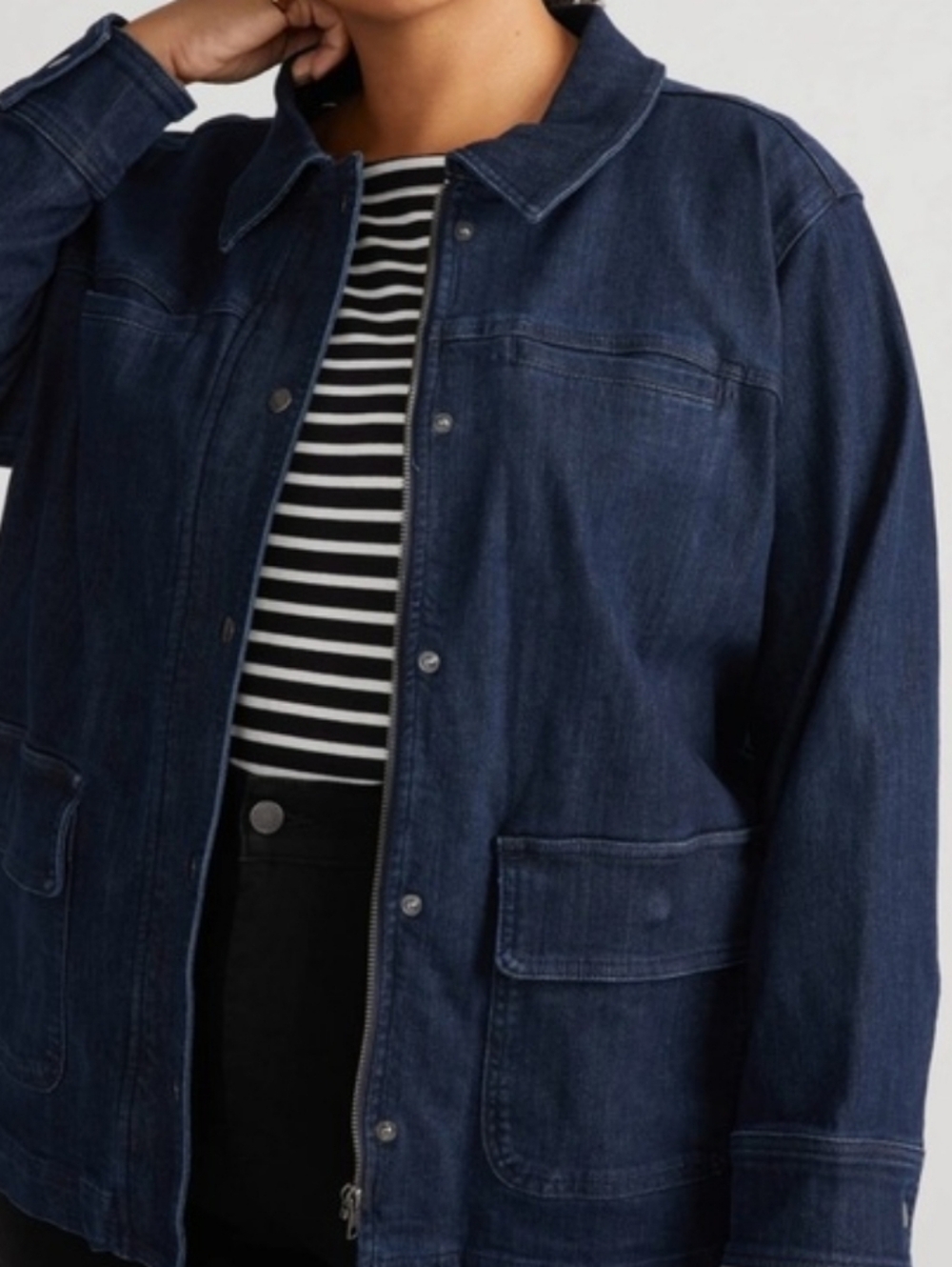 Universal Standard Dark Denim Utility Jean Jacket - M 18